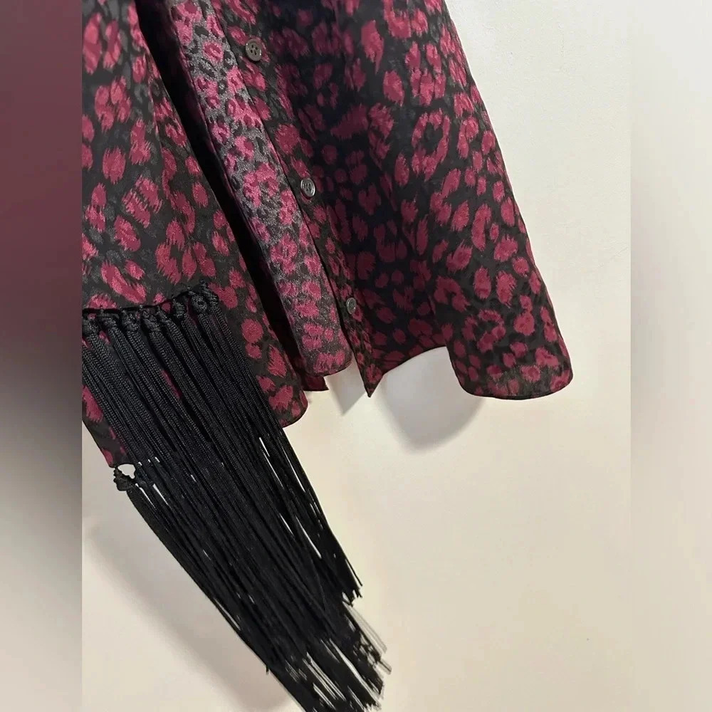 Michael Kors Collection 100% SILK sleeveless Merlot black animal print blouse - Picture 7 of 7